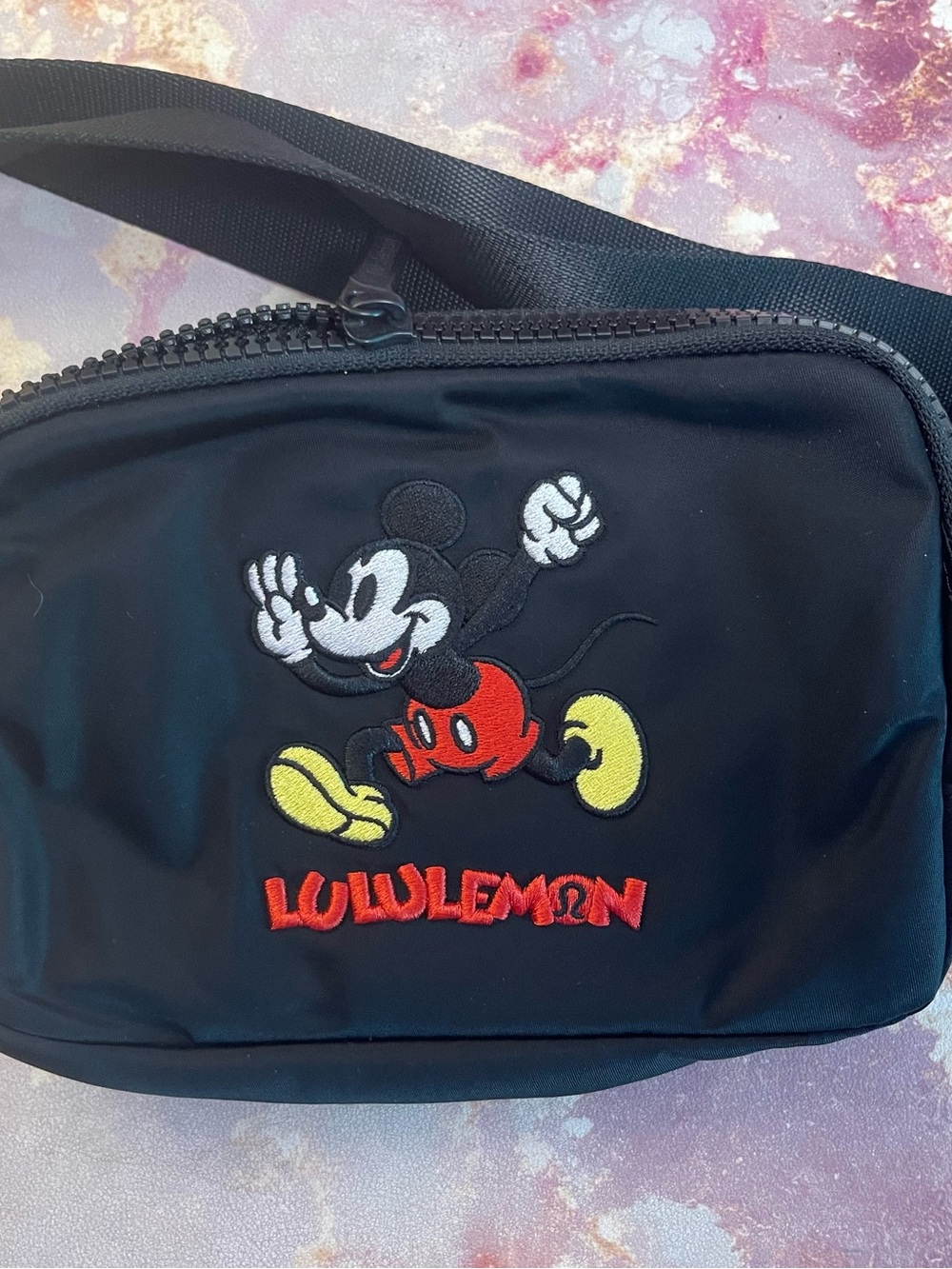 NWT- lululemon athletica Black Belt Bag with Mickey Embroidery
